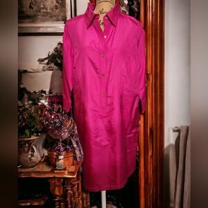 Talbots Silk Hot Pink Dress Size 16WP